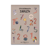 Der Stickerbogen - Zahlen (2 Bögen) von Halfbird bietet lebendige, einzigartig gestaltete Zahlensticker 0-9 auf einem beigen Hintergrund - ideal für Adventskalender-Aufkleber oder kreative Projekte.