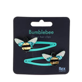 Das "Hummel" Glitzer-Haarspangen 2er Set von Rex London begeistert mit funkelnden Bienen-Motiven-ideal als hübsche Geschenkidee!.