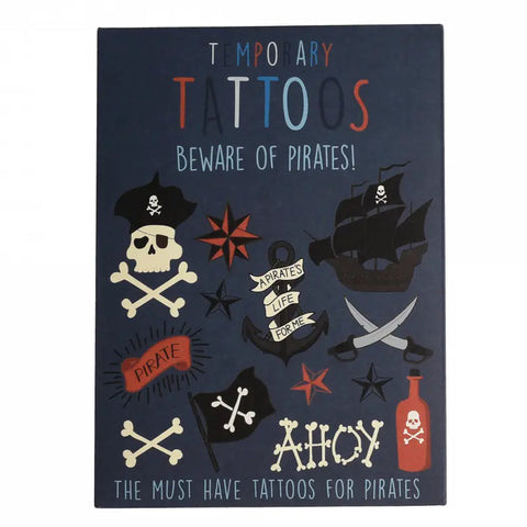 Rex London's Abwaschbare Tattoos - Piraten (2 Bögen) bieten Kindertattoos mit Totenkopf, Schiff, Kompass, Schwertern & Sprüchen wie AHOY-perfekt für kleine Abenteurer!.