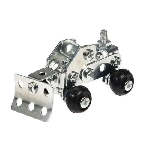 A Mini-Bausatz - Radlader (54-teilig) von Rex London: kleiner Metallbausatz mit glänzenden Streben, Schrauben und schwarzen Kunststoffrädern-ideal als kreative Geschenkidee oder einzigartiges Wohnaccessoire.
